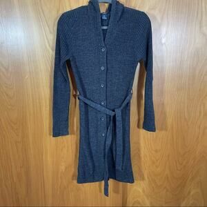 De Rotchild, Long Hooded Cable Sweater,  Size Medium,  Grey. Excellent condition